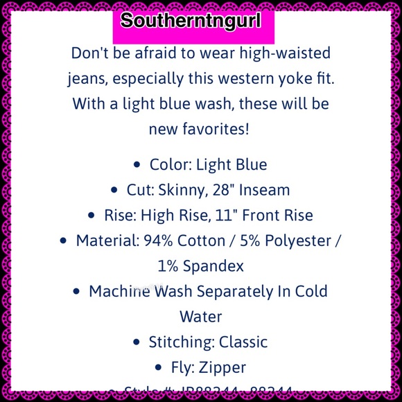 NWT JUDY BLUE Front Yoke Skinny high Rise Jeans - Picture 9 of 13